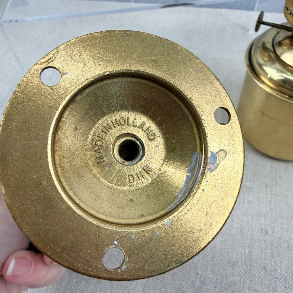 Vintage DHR Den Haan Rotterdam Brass Gimbaled Nautical Oil Lamp Made in Holland